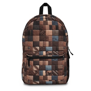Sac à dos en patchwork chocolat, sac d'école, sac de travail, sac à dos de tous les jours, sac à dos d'étude, sac à dos de style vintage