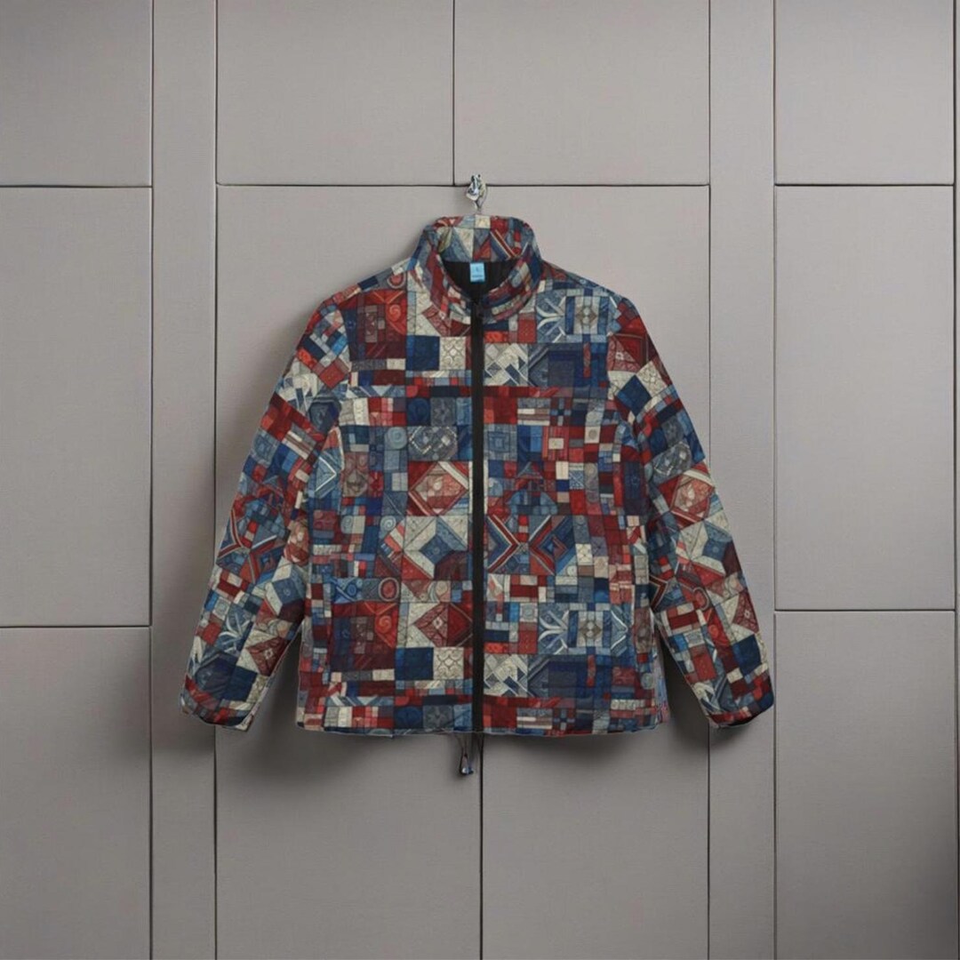 Patchwork Puffer Jacket, Winter Coat, Colorful Quilted