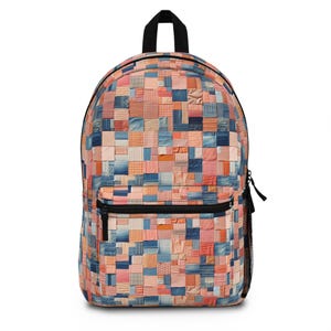 Sac à dos en patchwork de pêches, sac d'école, sac de travail, sac à dos de tous les jours, sac à dos d'étude, sac à dos de style vintage