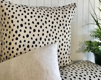 KATE SPADE KRAVET-9x20 - Both Sides   Fauna Flaxseed--Decorative Designer Linen Pillow Cover- Natural-Black-White - Throw and Lumbar Cover