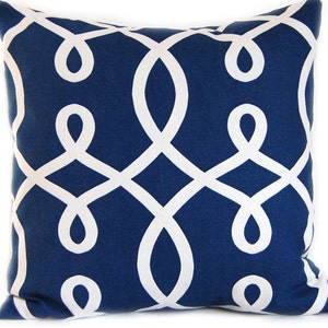 Navy Geometric Throw Pillow Cover - Ivory Loop Design