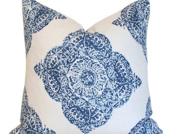 JOHN ROBSHAW MANI - Indigo and Terra Cotta  Colorways - Medallion - Design Decorative Pillow Covers- Throws and Lumbar Covers