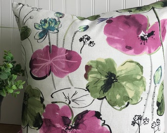 SWAVELLE SANDRINGHAM WILDFLOWER-Floral -Decorative Designer Pillow Cover-Fuchsia-Citron-Green -Off White- Throws / Lumbars