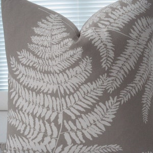 Both Sides-Decorative Pillow Cover - Designer Fabric-Ferns Design-  -Neutral Lumbar  Pillow-Accent Pillow -Cotton - Cream-Taupe