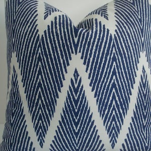 Navy/Ivory Ikat- ChevronThrows and Lumbars-Lacefield  -Decorative Designer Pillow Cover-Geometric Toss  Pillow