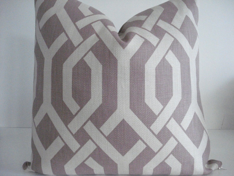Both sides Amethyst Gatework PKaufman Decorative Designer Pillow Cover BasketweaveMauve /Lilac Throw / Lumbar/ Toss Pillow image 2