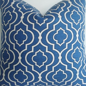 Azure Blue Geometric Pillow Cover, Cotton Home Decor