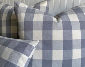 GREY IVORY CHECK Woven -Homespun Look- Designer Pillow Cover - Gray /Ivory Squares Throw /Lumbar/Bolster Covers