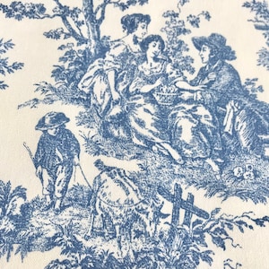 WAVERLY CHARMED LIFE Toile- Cornflower Blue/Ivory- -Decorative Designer Pillow Cover-French Toile - Country Farmhouse Toile Throw /Lumbars