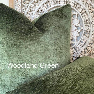 WOODLAND GREEN CHENILLE Or Forest Green Velveteen Luxurious Cotton Blend  Covers