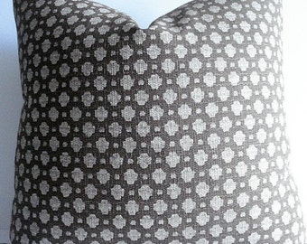 BOTH SIDES -Geometric Brown/Natural Decorative PillowCover-Designer Fabric-- Throw/Lumbar Brown Taupe Natural Pillow Covers