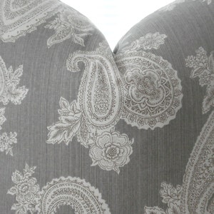BOTH SIDES Decorative designer Pillow cover Steel Grey and Ivory Modern Paisley Paisley throw pillow image 4