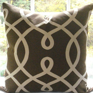 DURALEE--Decorative Pillow Cover----Geometric--Throw Pillow -Accent Pillow-- Chocolate and Tan --Sofa Pillow
