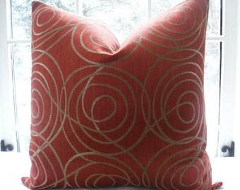 Designer Decorative Pillow Cover - Throw Pillow-Accent Pillow - Rusty/Tangerine /Gold