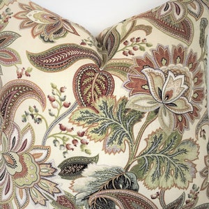 MILL CREEK CLIFFSIDE Design Decorative Designer Pillow Covers Reds/ Greens/ Greys/Golds IvoryThrow /Lumbar Pillow image 1