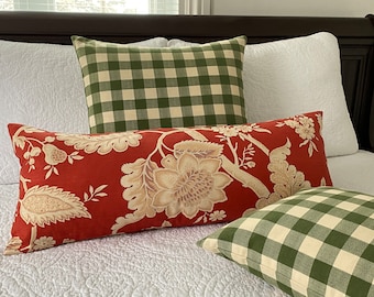 Jay Yang Floral Pillow Cover – Persimmon Coral Asian Inspired Linen Throw Pillow