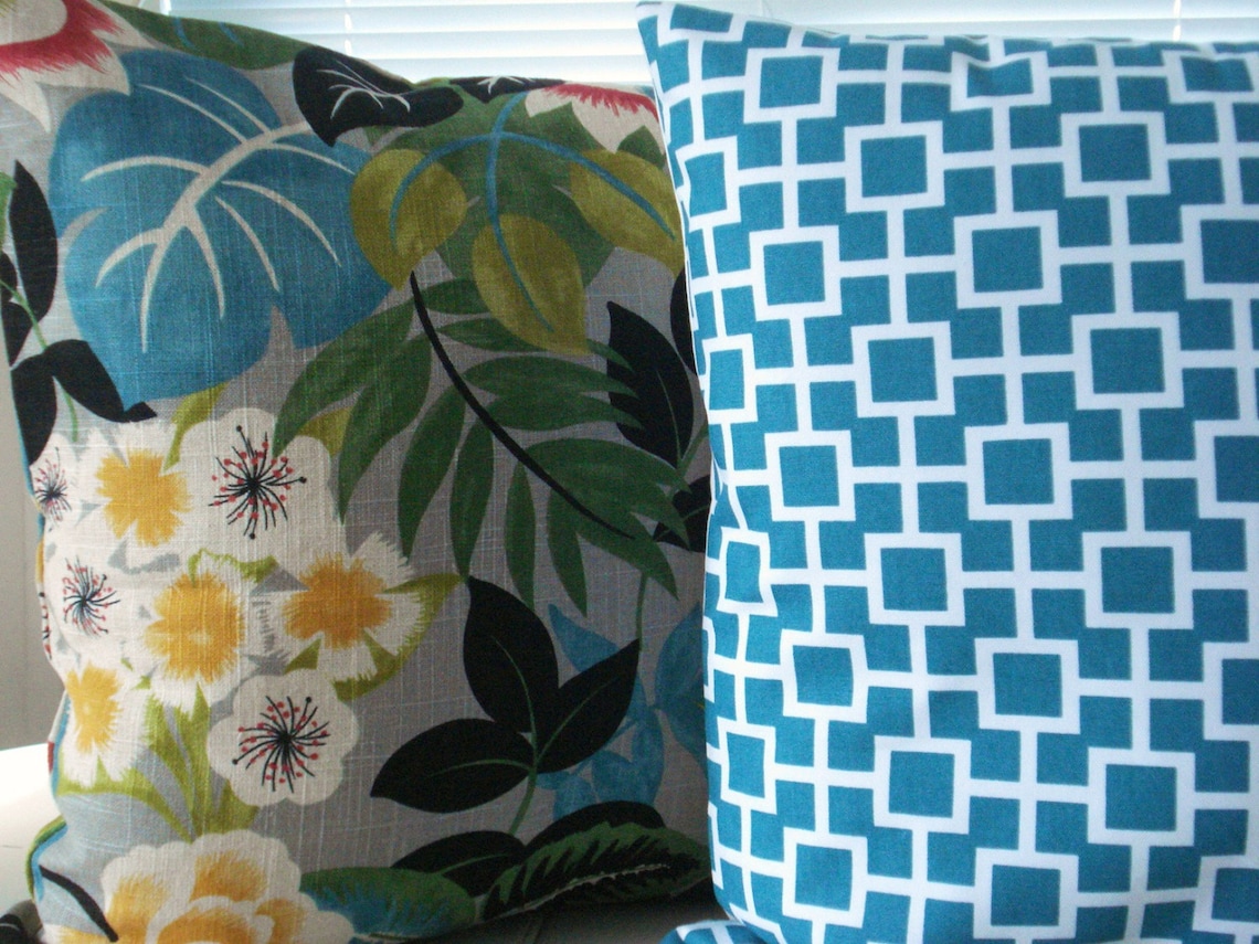 Both Sides ROBERT ALLEN Geometriclagoon decorative Pillow Etsy