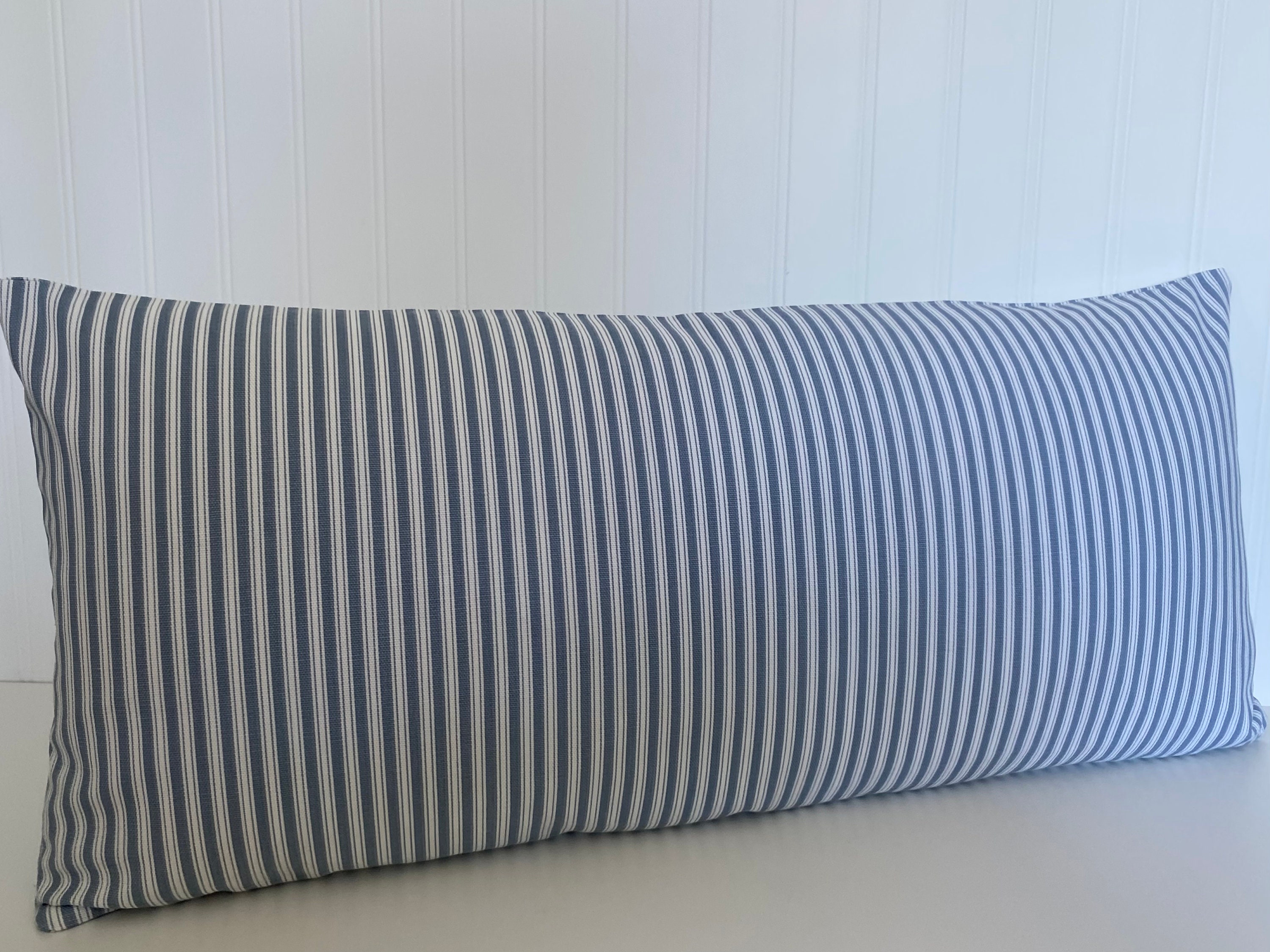 Non-Slip Throw Pillow Cover (20” Blue Stripe) - Non-Slip Pillow