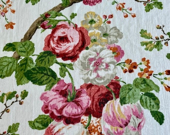 KAUFMAN MANOR HOUSE Blossom-Floral Garden Design -Designer Pillow Cover-Peonies/Foliage -Red/Pink/Ivory/Greens  Throw -Lumbar-Bolster Covers