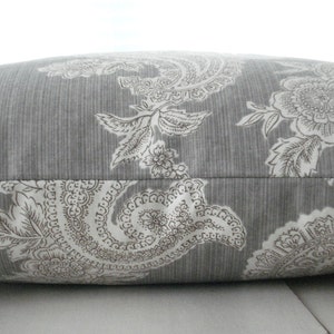 BOTH SIDES Decorative designer Pillow cover Steel Grey and Ivory Modern Paisley Paisley throw pillow image 3