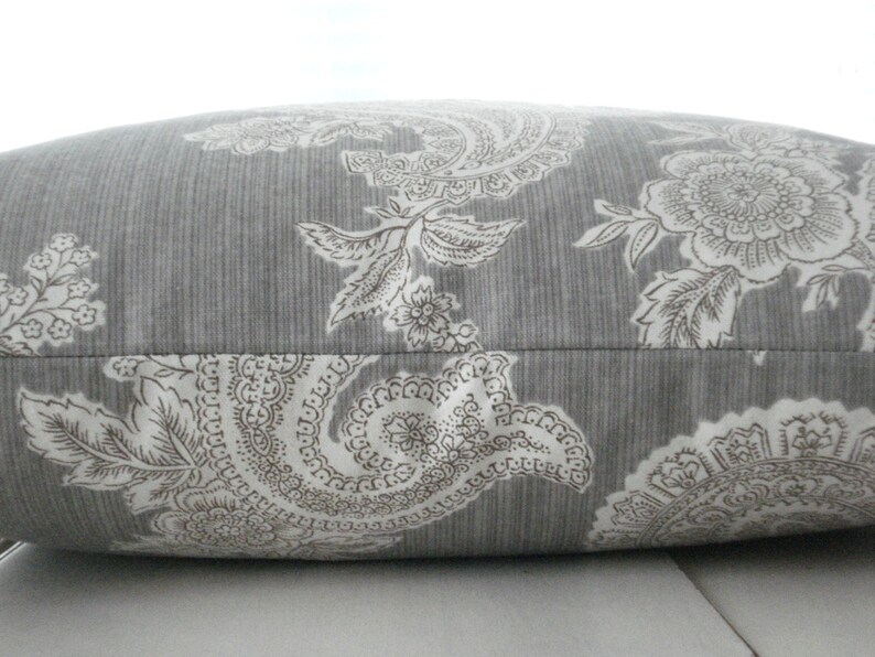 BOTH SIDES Decorative designer Pillow cover Steel Grey and Ivory Modern Paisley Paisley throw pillow image 3