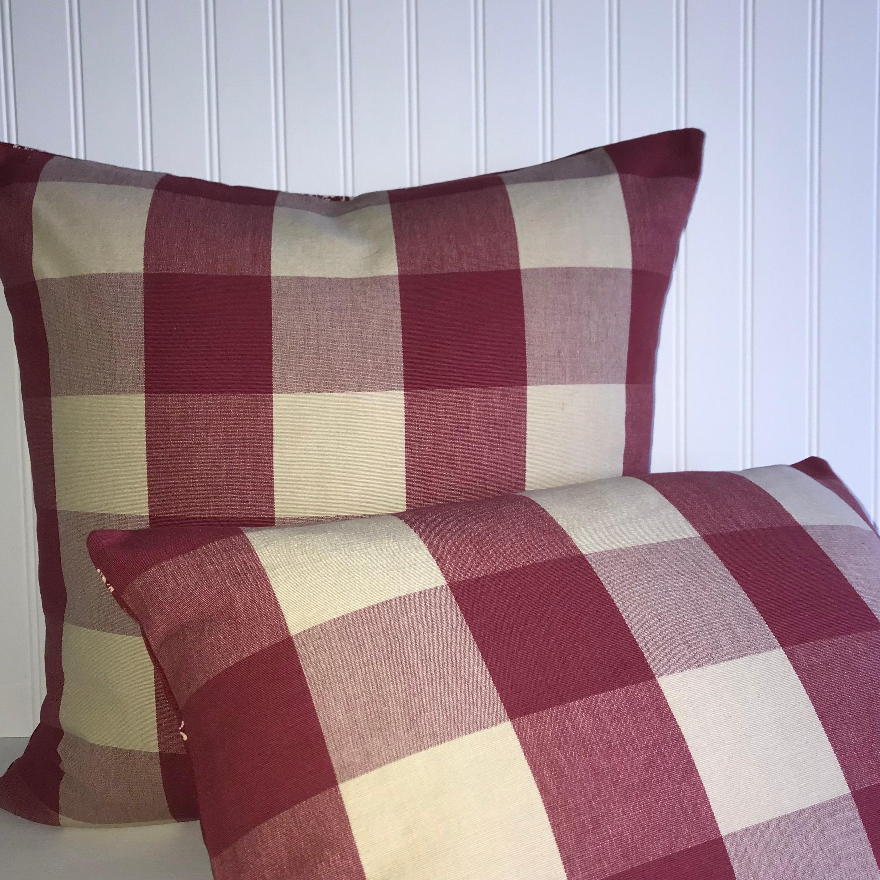 Red Check Pillows - Etsy Red Check Pillows - Etsy