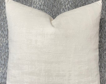 STUCCO IVORY VELVETEEN- Kaufman Designer Pillow Cover- Ivory Textured Throw/Lumbar/Bolster  Cover