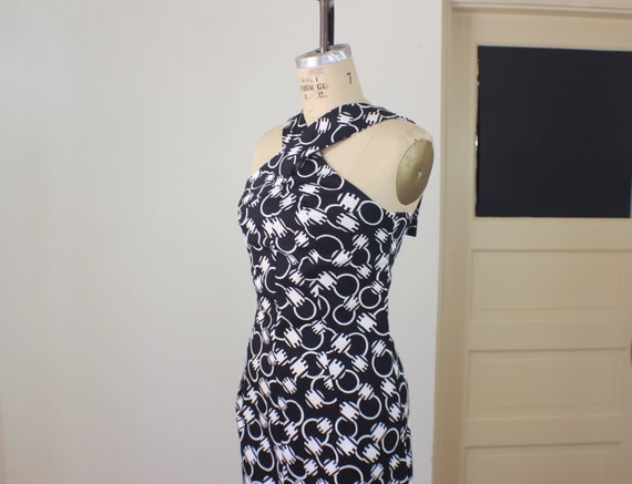 Black and White DRESS / 1970'S Cross Front Summer Dress / | Etsy