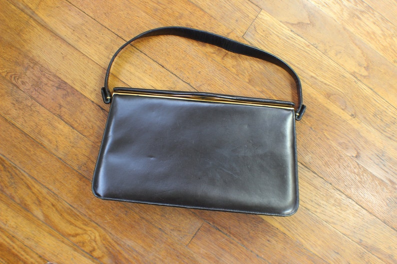 1950's Handbag / Classic Black Leather Purse / Vintage - Etsy