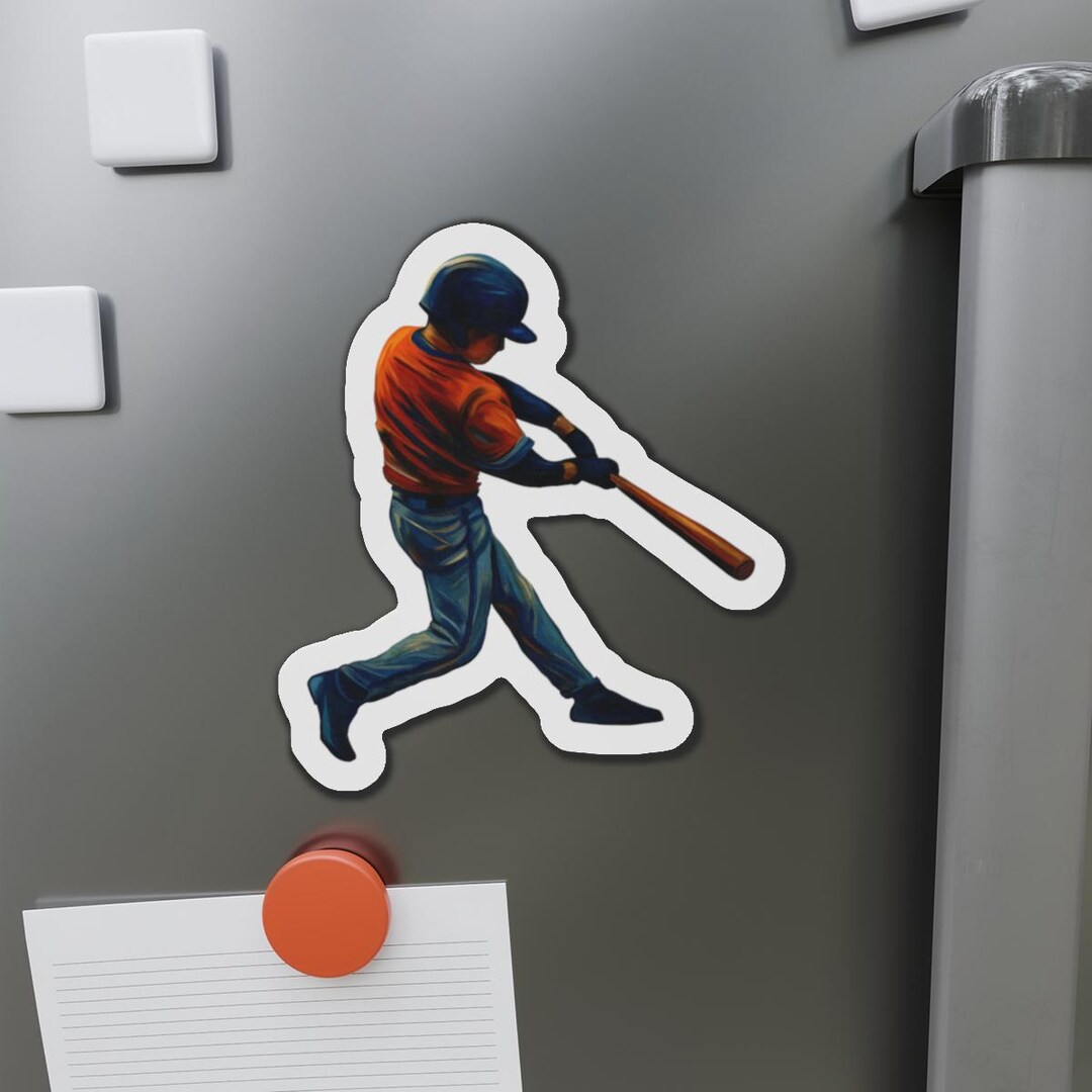 Baseball Player Die-cut Magnet: Sporty Fridge Decor - Etsy