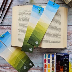 Segnalibro acquerello fatto a mano, bomboniere, regalo personalizzabile per gli amanti dei libri. Velature.