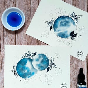 Dipinto ad acquerello. Le Lune Blu.