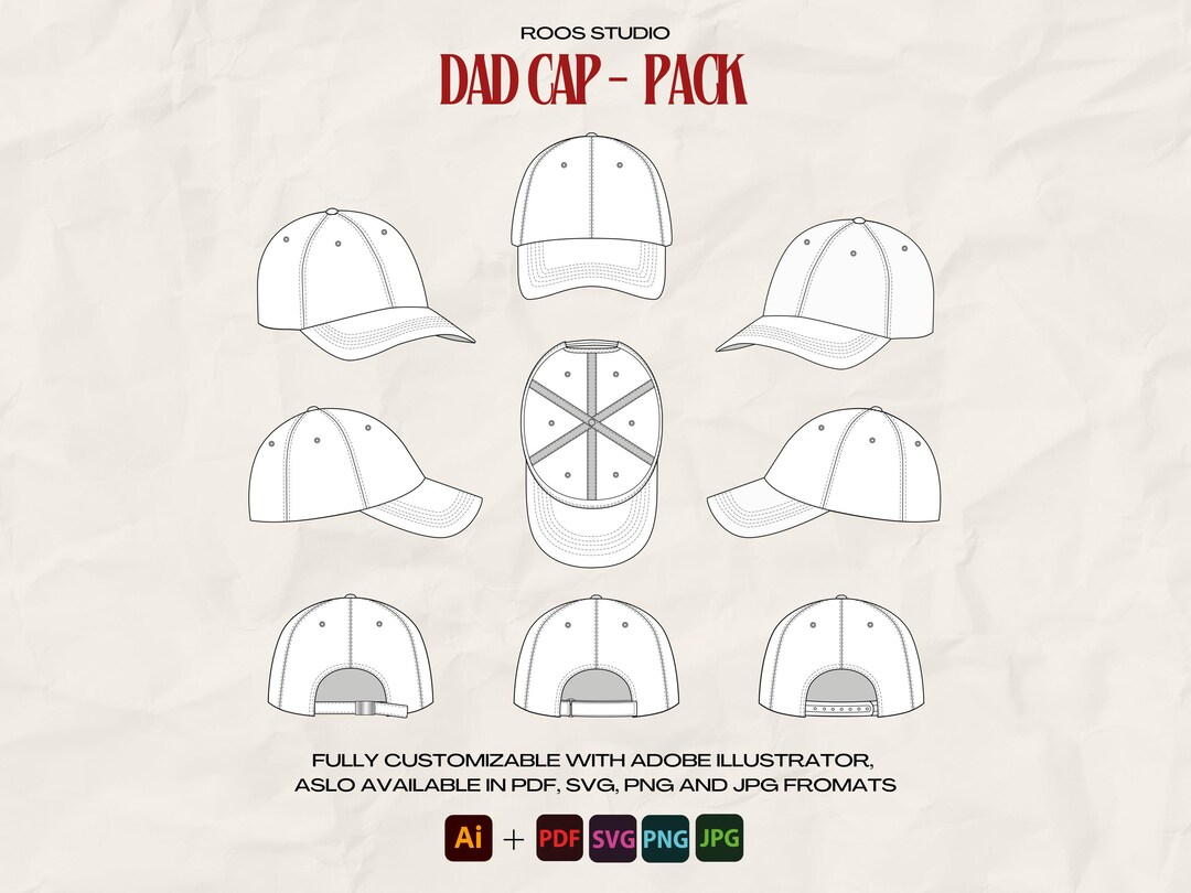 Dad Cap Design Pack – Flat Sketches Technical Drawings Vector ...