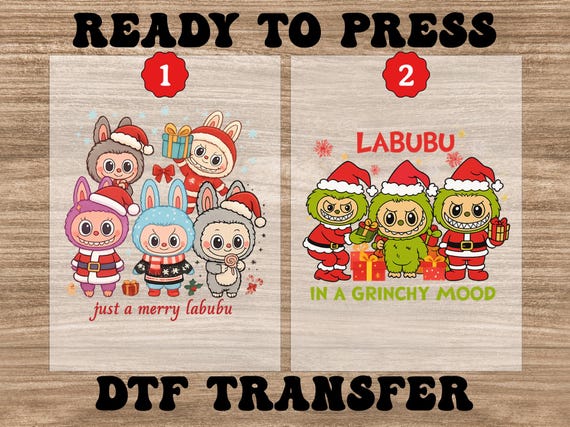 Just a Merry Labubu Ready to Press Heat Transfer, Funny Labubu Shirt Design, Christmas Labubu Kids Dtf, Christmas Monster Green Doll Dtf