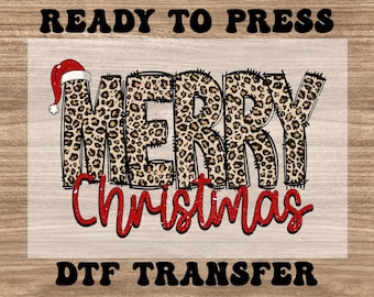 Leopard Merry Christmas Print Dtf, Christmas Season Ready to Press Dtf, Christmas Gift Shirt Design, Merry Christmas Iron on Transfer, Dtf