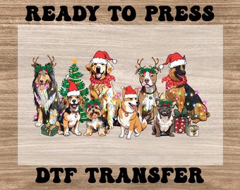 Christmas Dogs Ready to Press DTF, Cute Christmas Ready to Press Heat Transfers, Dog Lover Shirt Design, Christmas Dog Mom Gift, Dtf Prints
