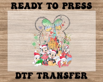 Disney Christmas Ready to Press Heat Transfers, Mickey and Friends Christmas Dtf, Disney Castle Iron on Transfer, Disney Family Vacation Dtf