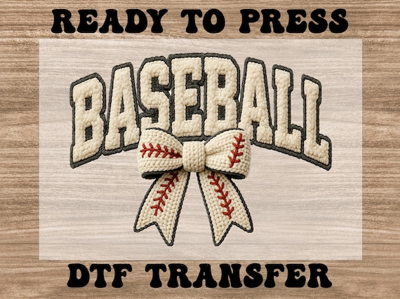 Preppy Baseball DTF Transfer, Faux Yarn Baseball Ready to Press Dtf, Baseball Lover Gift, Sports Dtf Transfers, Baseball Game Day Dtf Print