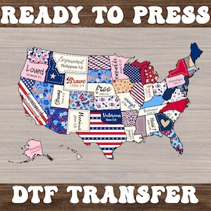 Carte des Etats-Unis verset de la Bible Dtf, 4 juillet Dtf, carte des Etats-Unis avec versets de la Bible prêts à imprimer, transfert à chaud vintage Etats-Unis, fer patriotique sur le transfert