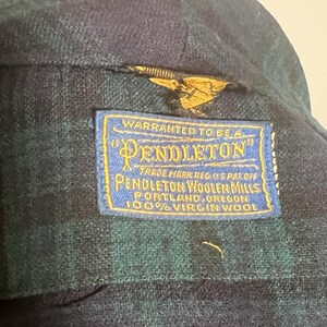 Bata de baño vintage Pendleton Mills azul verdosa con estampado de cuadros escoceses, cuello chal, fabricada en EE. UU., talla L. imagen 7