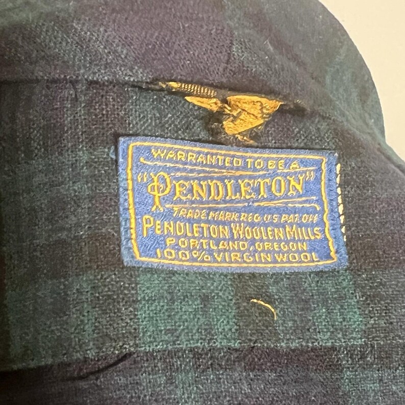 Bata de baño vintage Pendleton Mills azul verdosa con estampado de cuadros escoceses, cuello chal, fabricada en EE. UU., talla L. imagen 7