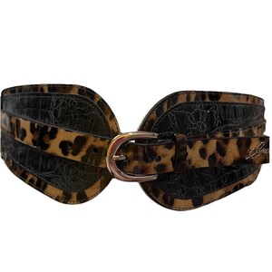 Vintage 80s Wide Leather Black/Leopard Cinch Belt Vintage- A Better Idea, Ltd, New York | Accessories  main image 2