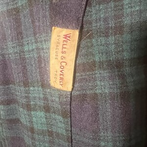 Bata de baño vintage Pendleton Mills azul verdosa con estampado de cuadros escoceses, cuello chal, fabricada en EE. UU., talla L. imagen 8