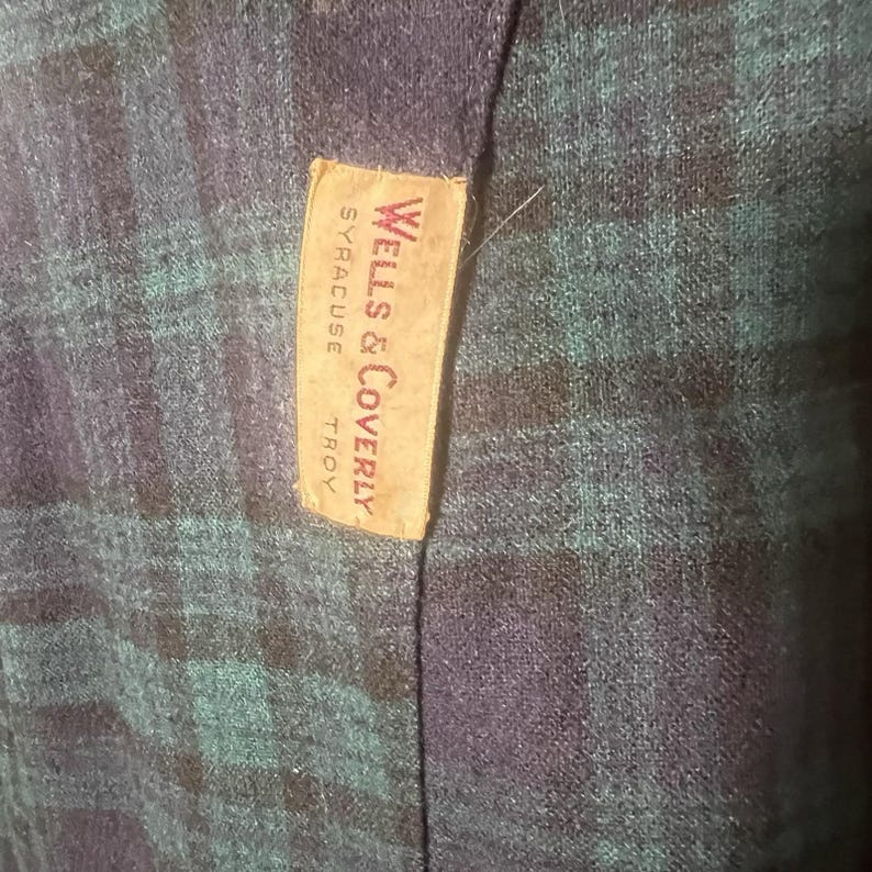 Bata de baño vintage Pendleton Mills azul verdosa con estampado de cuadros escoceses, cuello chal, fabricada en EE. UU., talla L. imagen 8