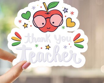Thank You Teacher Laptop Sticker, Teacher UV DTF Decal, Waterproof & Durable, Educator Appreciation Gift, Ready to Apply, Gift for Her