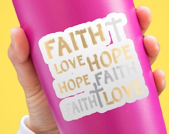Faith Cross Laptop Sticker, Faith UV DTF Decal, Waterproof & Durable, Ready to Apply, Inspirational Gift, Christian Sticker, Gift for Her