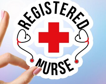 Registered Nurse Laptop Sticker, UV DTF Nurse Decal, Waterproof & Durable RN Sticker, Ready to Apply, Nurse Gif, Gift for Her, Gift for Mom