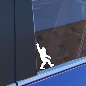Bigfoot Peace Car Decal, Sasquatch Bumper Sticker, Funny Outdoor Vinyl Sticker, Waterproof & Durable Die Cut Decal, Gift for Camper or Hiker