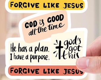 God Is Good Laptop Sticker, Jesus UV DTF Decal, Waterproof & Durable, Forgive Like Jesus Message, Faith Gift for Her, Gift for Mom