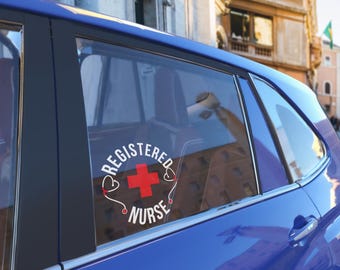Registered Nurse Car Decal, Nurse Appreciation UV DTF Sticker, RN Bumper Sticker, Waterproof & Ready to Apply, Gift for Her, Gift for Mom